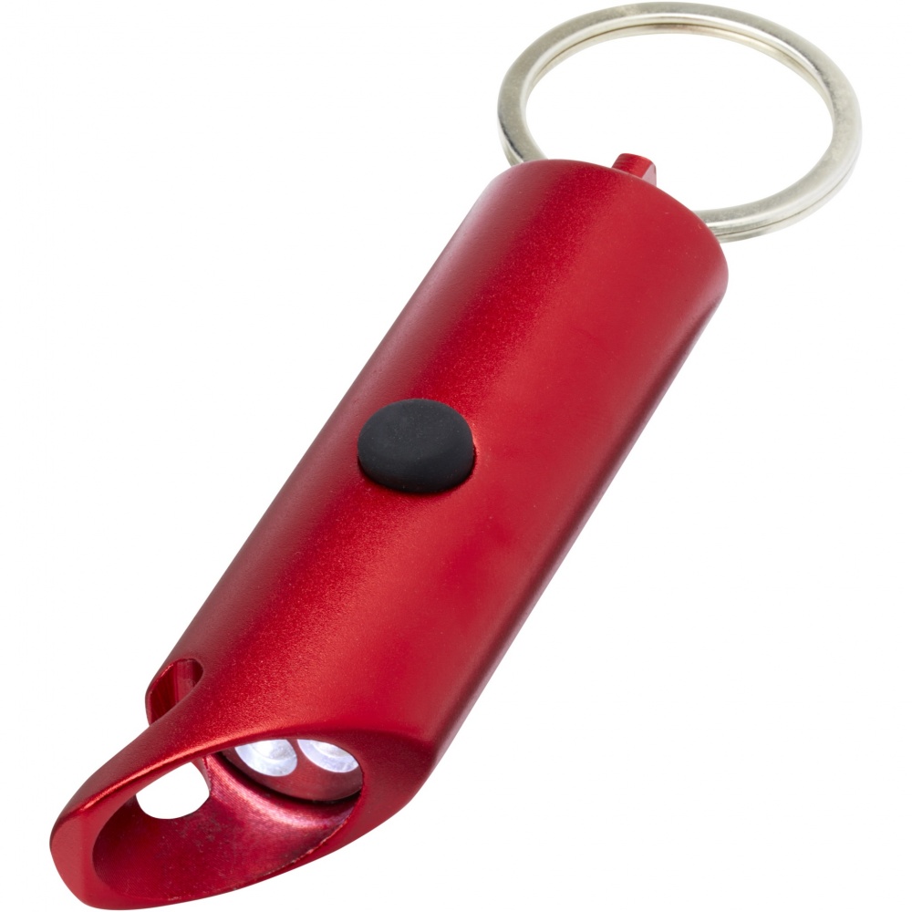 Logo trade promotional merchandise picture of: Flare RCS recycled aluminium IPX LED light and bottle opener with keychain