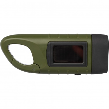 Logotrade advertising product image of: Helios recycled plastic solar dynamo flashlight with carabiner