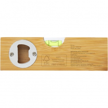 Logo trade promotional gift photo of: Flush bamboo spirit level with bottle opener