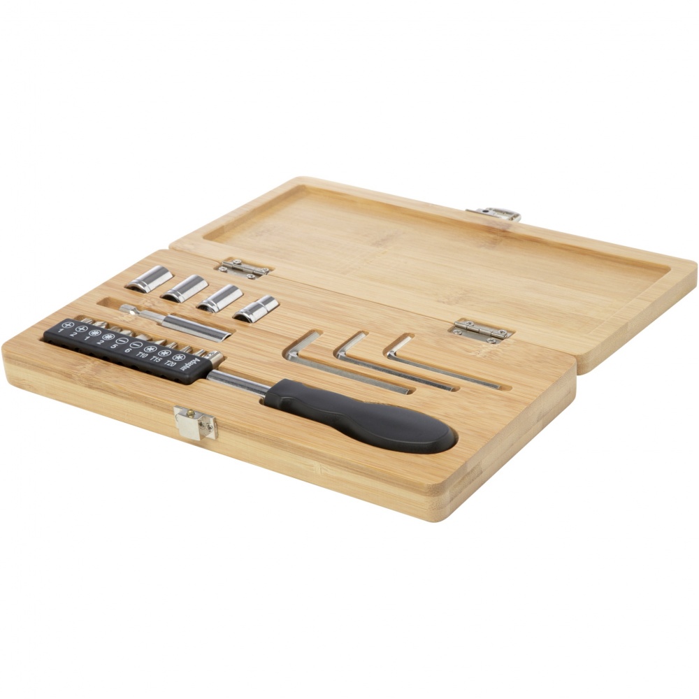 Logo trade promotional items picture of: Rivet 19-piece bamboo/recycled plastic tool set