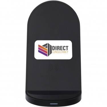 Logo trade promotional giveaways image of: Loop 15W dual coil RCS recycled plastic wireless charging stand
