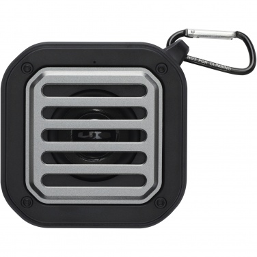 Logo trade promotional giveaways picture of: Solo 3W IPX5 RCS recycled plastic solar Bluetooth® speaker with carabiner 