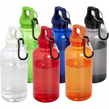 Logotrade promotional product picture of: Oregon 400 ml RCS certified recycled plastic water bottle with carabiner