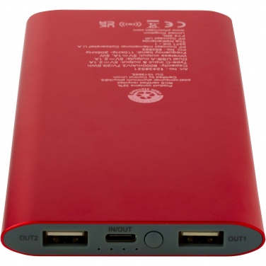 Logo trade business gifts image of: Juice 8000 mAh Type-C recycled aluminium wireless power bank