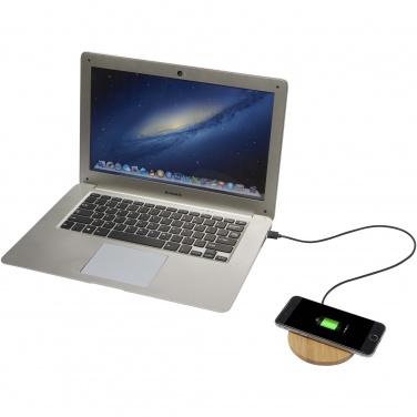 Logo trade corporate gifts image of: Essence 15W bamboo wireless charging pad
