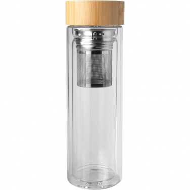 Logotrade business gifts photo of: Bailey 400 ml borsilicate glass infuser bottle with bamboo lid