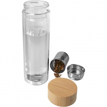 Logotrade promotional giveaways photo of: Bailey 400 ml borsilicate glass infuser bottle with bamboo lid
