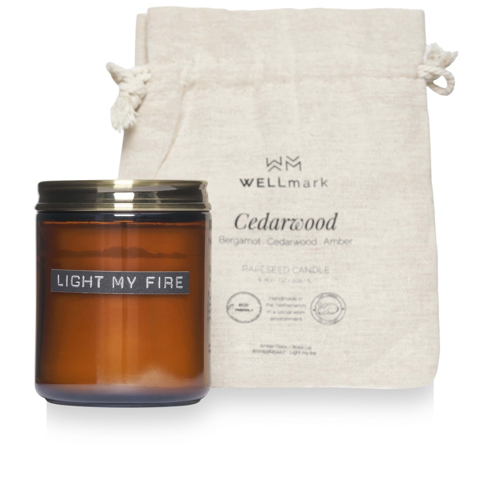 Logo trade promotional merchandise image of: Wellmark cedar wood scented candle medium