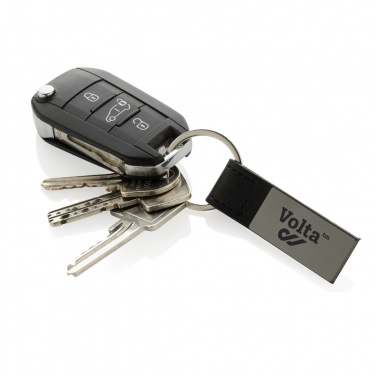 Logotrade promotional merchandise picture of: Luxury PU keychain RCS recycled zinc alloy