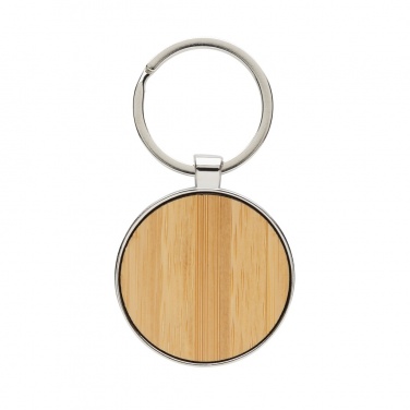 Logotrade promotional items photo of: RCS recycled zinc alloy round keychain with bamboo