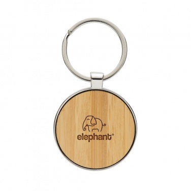 Logo trade promotional items image of: RCS recycled zinc alloy round keychain with bamboo