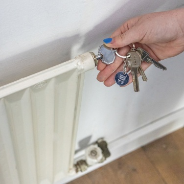 Logo trade promotional gift photo of: RCS recycled zinc alloy radiator key keychain with coin