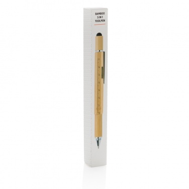 Logo trade promotional giveaways image of: Bamboo 5-in-1 toolpen
