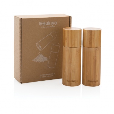 Logo trade corporate gifts picture of: Ukiyo bamboo salt and pepper mill set