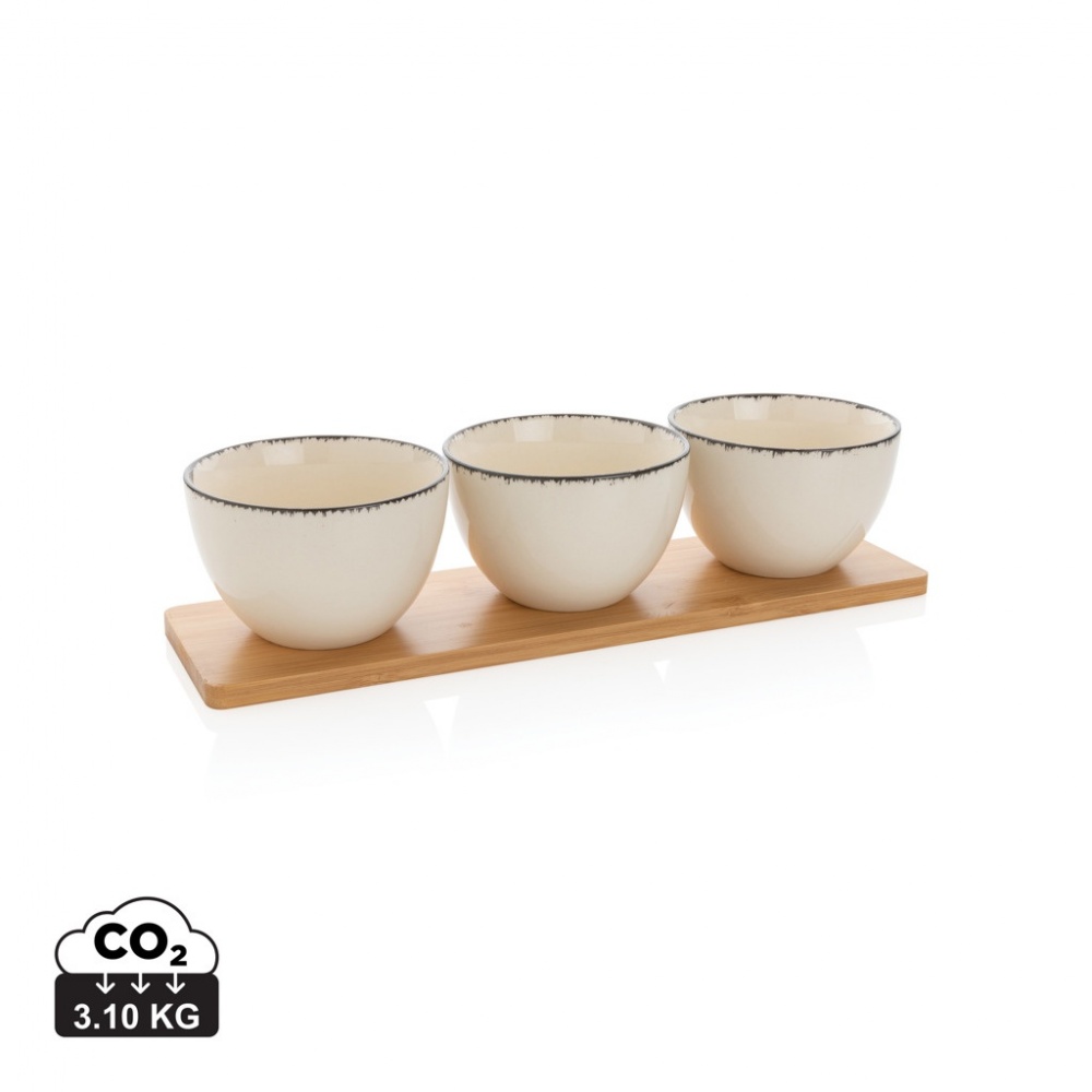 Logotrade promotional items photo of: Ukiyo 3pc serving bowl set with bamboo tray