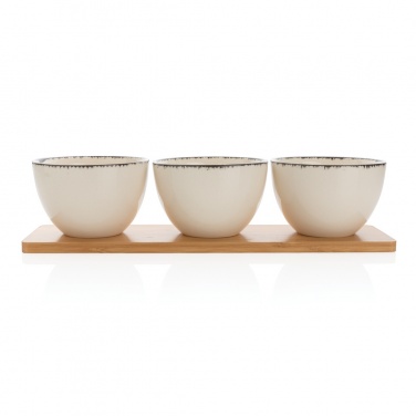 Logo trade advertising products image of: Ukiyo 3pc serving bowl set with bamboo tray
