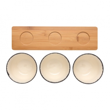Logo trade promotional gifts image of: Ukiyo 3pc serving bowl set with bamboo tray