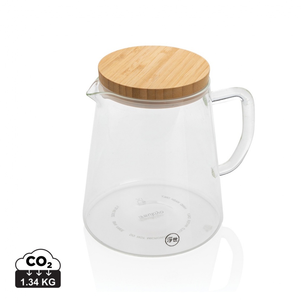 Logotrade business gift image of: Ukiyo borosilicate glass carafe with bamboo lid 1.2L