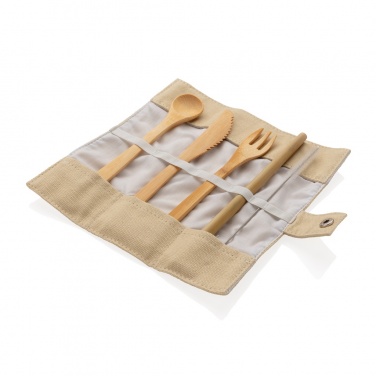 Logo trade promotional items picture of: Reusable bamboo travel cutlery set