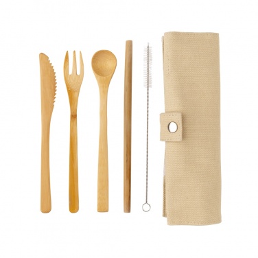 Logo trade advertising products image of: Reusable bamboo travel cutlery set