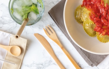 Logotrade promotional item image of: Reusable bamboo travel cutlery set