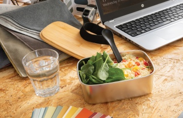 Logotrade promotional merchandise picture of: Stainless steel lunchbox with bamboo lid and spork