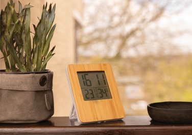 Logo trade promotional gifts image of: Bamboo weather station
