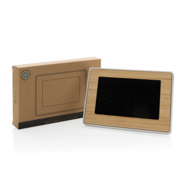 Logo trade promotional products image of: Utah RCS recycled plastic and bamboo LED clock