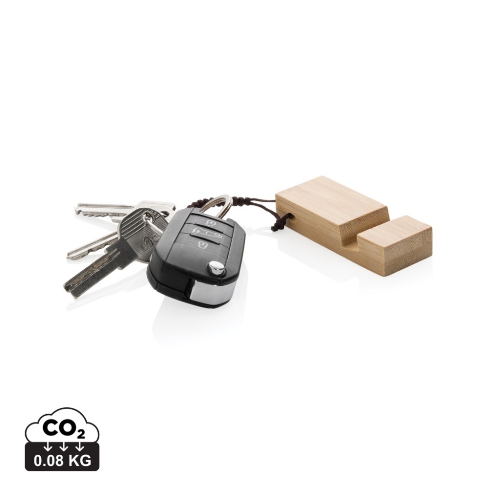 Logotrade advertising products photo of: Standkey bamboo keychain phone stand