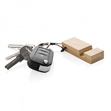 Logo trade advertising product photo of: Standkey bamboo keychain phone stand