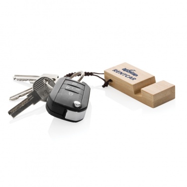 Logo trade promotional merchandise image of: Standkey bamboo keychain phone stand