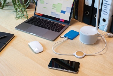 Logo trade promotional giveaway photo of: 3-in-1 cable with 5W bamboo wireless charger