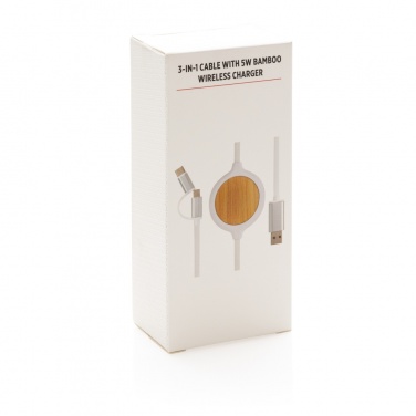 Logotrade promotional product picture of: 3-in-1 cable with 5W bamboo wireless charger