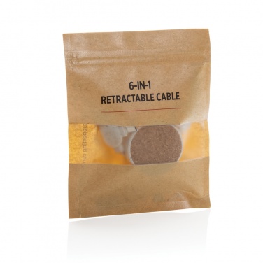 Logotrade promotional item picture of: Cork and Wheat 6-in-1 retractable cable
