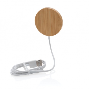 Logo trade corporate gifts image of: 10W bamboo magnetic wireless charger