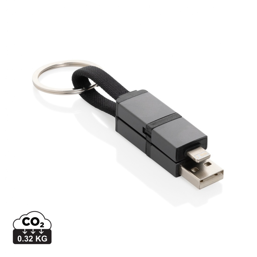 Logo trade promotional giveaway photo of: Terra recycled aluminum 4 in 1 60W fast charging cable