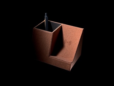 Logo trade promotional giveaways picture of: Cork pen holder and 5W wireless charger