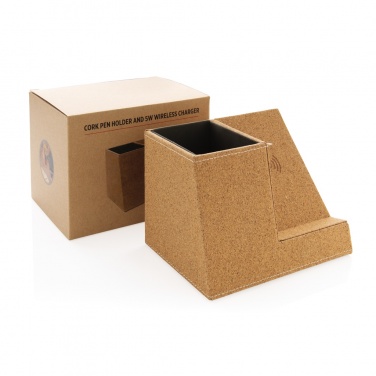 Logotrade business gift image of: Cork pen holder and 5W wireless charger