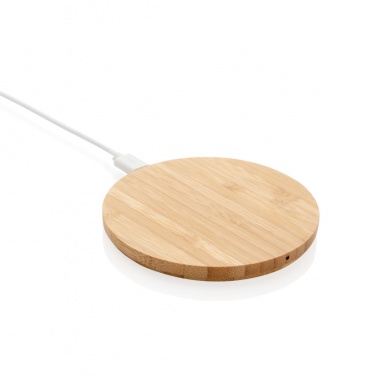 Logotrade promotional item image of: Bamboo 5W round wireless charger
