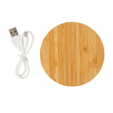 Logotrade promotional gift image of: Bamboo 5W round wireless charger