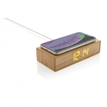 Logotrade corporate gifts photo of: Bamboo alarm clock with 5W wireless charger