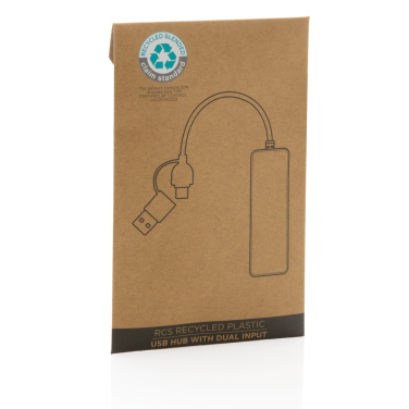 Logo trade promotional items image of: RCS recycled plastic USB hub with dual input