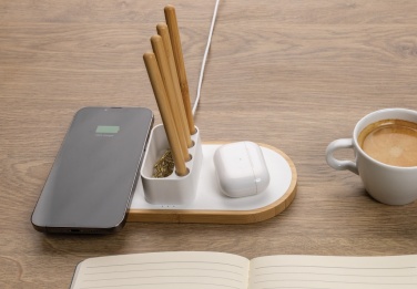 Logo trade corporate gifts picture of: Ontario RCS rplastic 10W dual wireless