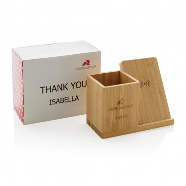 Logo trade corporate gifts image of: Calgary bamboo 10W wireless charger