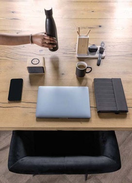 Logo trade promotional merchandise image of: Ontario recycled plastic & bamboo 3-in-1 wireless charger