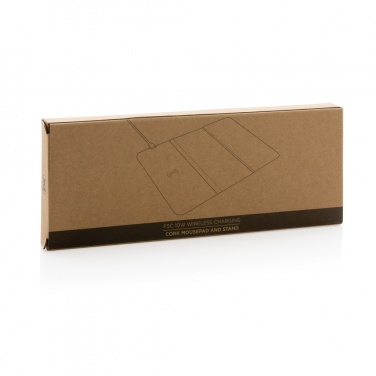 Logo trade promotional giveaway photo of: 10W wireless charging cork mousepad and stand