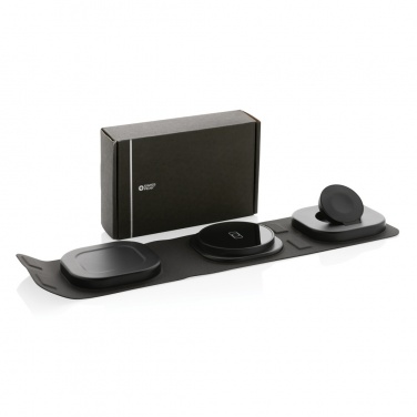 Logo trade advertising products image of: Swiss Peak RCS rplastic 3-in-1 wireless 15W travel charger