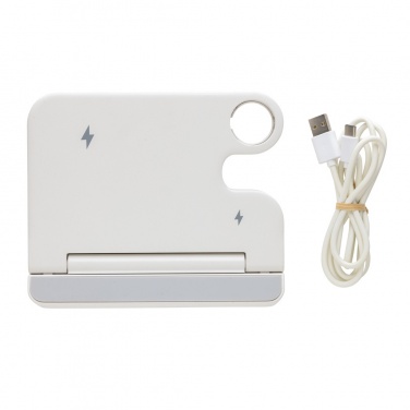 Logo trade corporate gift photo of: Joltz RCS recycled plastic dual 15W charger with iWatch slot