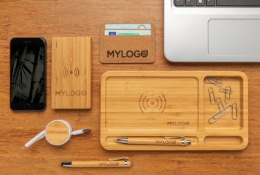 Logotrade advertising product image of: Bamboo desk organiser 5W wireless charger