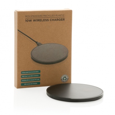 Logo trade advertising product photo of: RCS standard recycled plastic 10W wireless charger